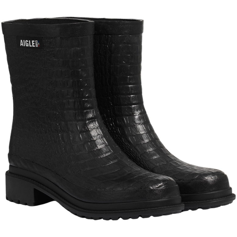 2026 Aigle Womens Fulfeel Mid Croc Wellington Boots NE0814 - Black